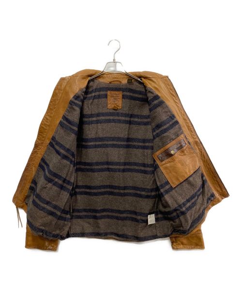 Timberland（ティンバーランド）Timberland (ティンバーランド) 裏ブランケットレザージャケット ブラウン サイズ:XLの古着・服飾アイテム