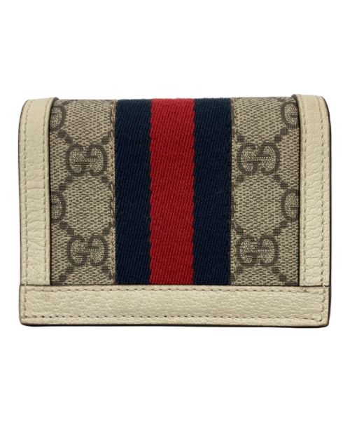GUCCI（グッチ）GUCCI (グッチ) GG 二つ折り財布/オフディアコンパクト ホワイト×ブラウンの古着・服飾アイテム