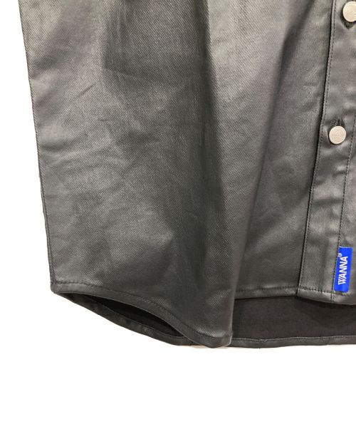 WANNA（ワナ）WANNA (ワナ) ECO LEATHER Hooded sharlock S/S shirts ブラック サイズ:1の古着・服飾アイテム