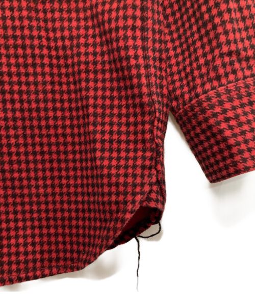 ATLAST & CO（アットラスト）ATLAST & CO (アットラスト) 千鳥柄ウールシャツ レッド サイズ:14の古着・服飾アイテム