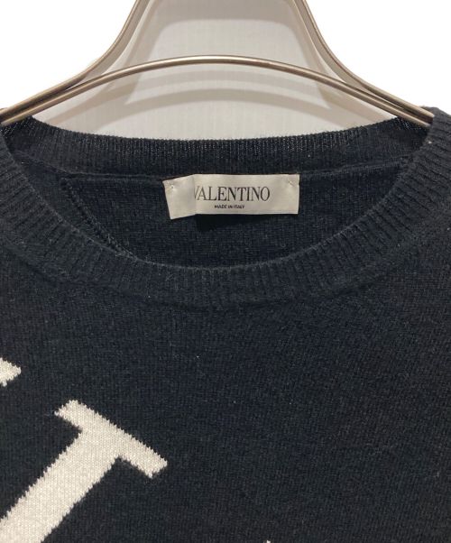 VALENTINO（ヴァレンティノ）VALENTINO (ヴァレンティノ) ロゴウールカシミヤニット ブラック サイズ:Sの古着・服飾アイテム