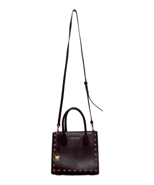 MICHAEL KORS（マイケル・コース）MICHAEL KORS (マイケルコース) Mercer Studded Leather Crossbody/ハンドバッグ/ショルダーバッグ パープルの古着・服飾アイテム