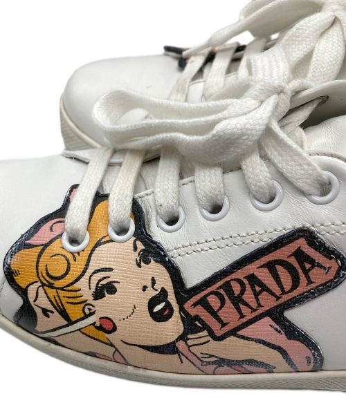 PRADA（プラダ）PRADA (プラダ) レザースニーカー ホワイト サイズ:39 1/2の古着・服飾アイテム