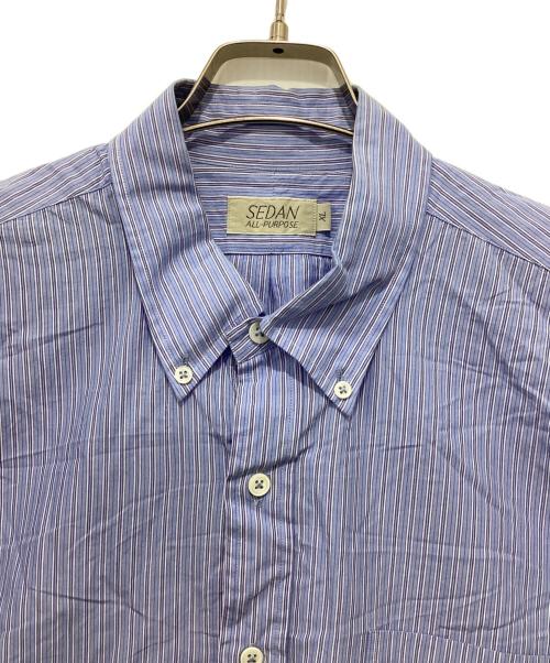 SEDAN ALL-PURPOSE（セダンオールパーパス）SEDAN ALL-PURPOSE (セダンオールパーパス) Striped Big BD S/S Shirt ブルー サイズ:XLの古着・服飾アイテム