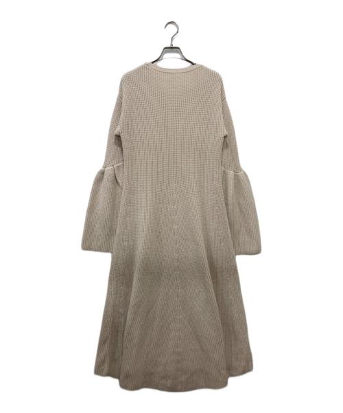 LANVIN en Bleu（ランバンオンブルー）LANVIN en Bleu (ランバンオンブルー) フレアスリーブニットワンピース ベージュ サイズ:38の古着・服飾アイテム
