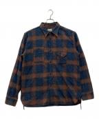Pherrow'sフェローズ）の古着「オンブレワークシャツ」｜ネイビー×ブラウン