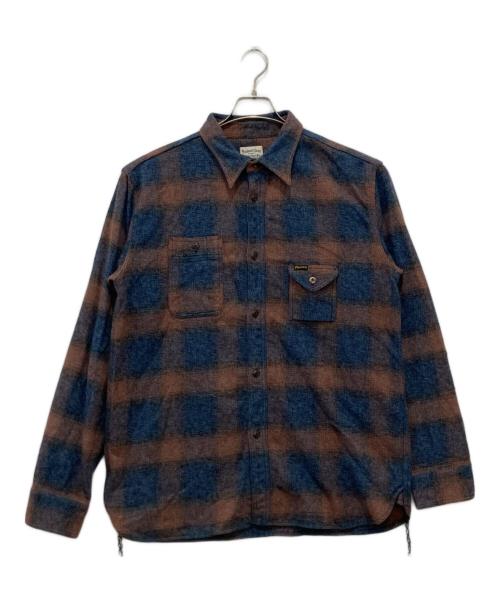 Pherrow's（フェローズ）Pherrow's (フェローズ) オンブレワークシャツ ネイビー×ブラウン サイズ:XLの古着・服飾アイテム