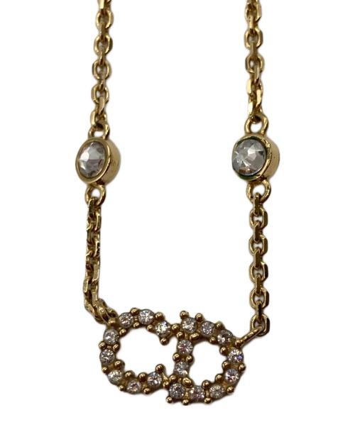 Dior（ディオール）Dior (ディオール) CDロゴラインストーンネックレス ゴールドの古着・服飾アイテム