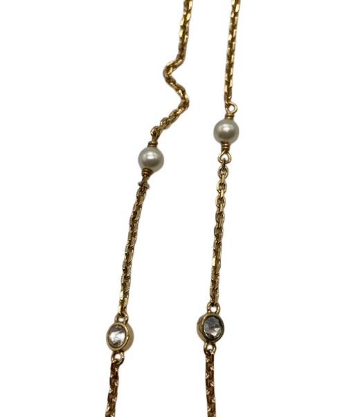 Dior（ディオール）Dior (ディオール) CDロゴラインストーンネックレス ゴールドの古着・服飾アイテム