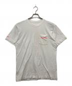 CHROME HEARTSクロムハーツ）の古着「NEON PINK STRIPE LOGO TEE」｜ホワイト×ピンク