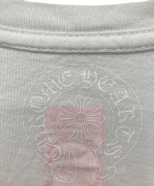 CHROME HEARTS（クロムハーツ）CHROME HEARTS (クロムハーツ) NEON PINK STRIPE LOGO TEE ホワイト×ピンク サイズ:Lの古着・服飾アイテム