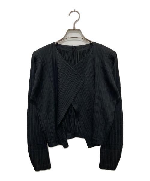 PLEATS PLEASE（プリーツプリーズ）PLEATS PLEASE (プリーツプリーズ) プリーツカーディガン ブラック サイズ:3の古着・服飾アイテム