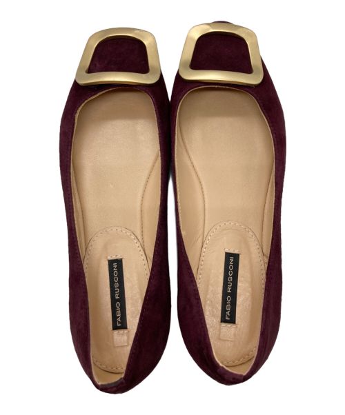 FABIO RUSCONI（ファビオルスコーニ）FABIO RUSCONI (ファビオルスコーニ) フロントバックルスウェードパンプス ボルドー サイズ:35の古着・服飾アイテム