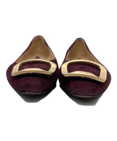 FABIO RUSCONI（ファビオルスコーニ）FABIO RUSCONI (ファビオルスコーニ) フロントバックルスウェードパンプス ボルドー サイズ:35の古着・服飾アイテム