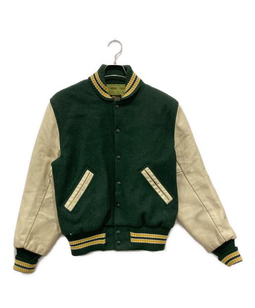 Allion Award（アリオン アワード）Allion Award (アリオン アワード) スタジャン ホワイト×グリーン サイズ:38の古着・服飾アイテム