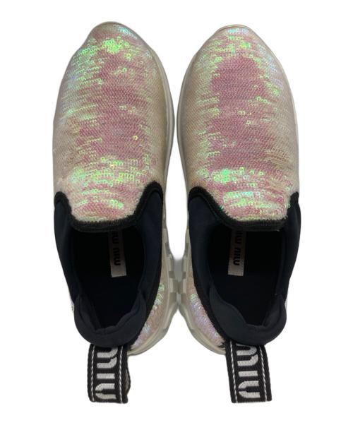 MIU MIU（ミュウミュウ）MIU MIU (ミュウミュウ) グリッター ローカットスニーカー ピンク サイズ:35の古着・服飾アイテム