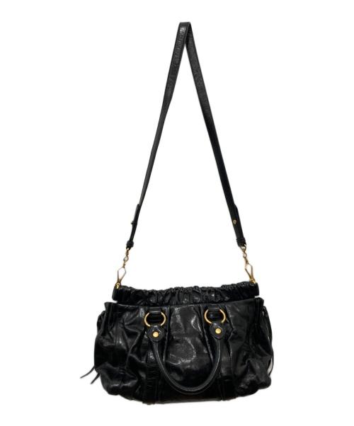 MIU MIU（ミュウミュウ）MIU MIU (ミュウミュウ) ギャザー2WAYショルダーバッグ ブラックの古着・服飾アイテム