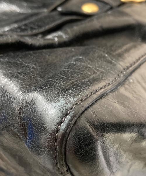 MIU MIU（ミュウミュウ）MIU MIU (ミュウミュウ) ギャザー2WAYショルダーバッグ ブラックの古着・服飾アイテム