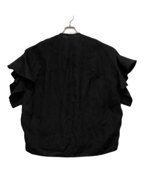 YORI（ヨリ）YORI (ヨリ) ステッチリネンフリルジレ ブラック サイズ:Freeの古着・服飾アイテム