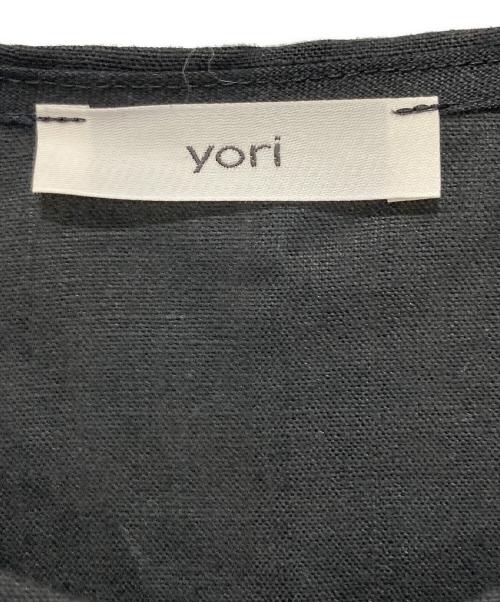 YORI（ヨリ）YORI (ヨリ) ステッチリネンフリルジレ ブラック サイズ:Freeの古着・服飾アイテム