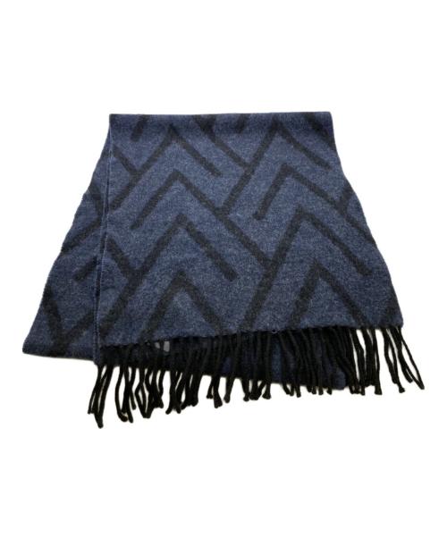 EMPORIO ARMANI（エンポリオアルマーニ）EMPORIO ARMANI (エンポリオアルマーニ) カシミヤウールマフラー ネイビー×ブラックの古着・服飾アイテム