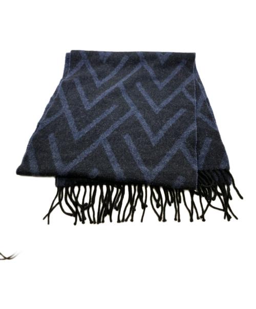 EMPORIO ARMANI（エンポリオアルマーニ）EMPORIO ARMANI (エンポリオアルマーニ) カシミヤウールマフラー ネイビー×ブラックの古着・服飾アイテム