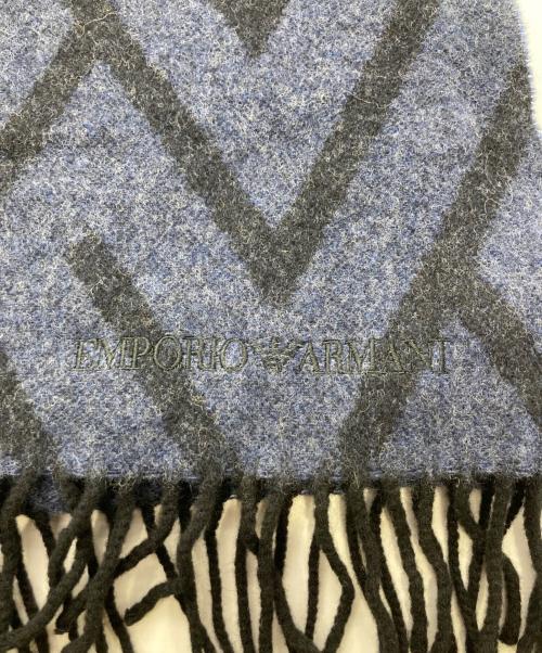 EMPORIO ARMANI（エンポリオアルマーニ）EMPORIO ARMANI (エンポリオアルマーニ) カシミヤウールマフラー ネイビー×ブラックの古着・服飾アイテム