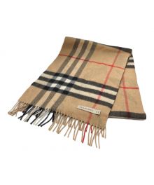 BURBERRY（バーバリー）の古着「カシミヤノバチェックカモ柄ストール」｜グリーン×ベージュ