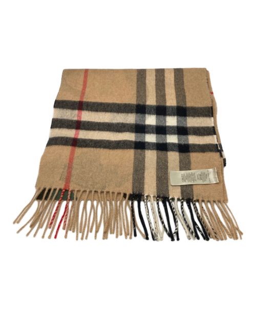 BURBERRY（バーバリー）BURBERRY (バーバリー) カシミヤノバチェックカモ柄ストール グリーン×ベージュの古着・服飾アイテム