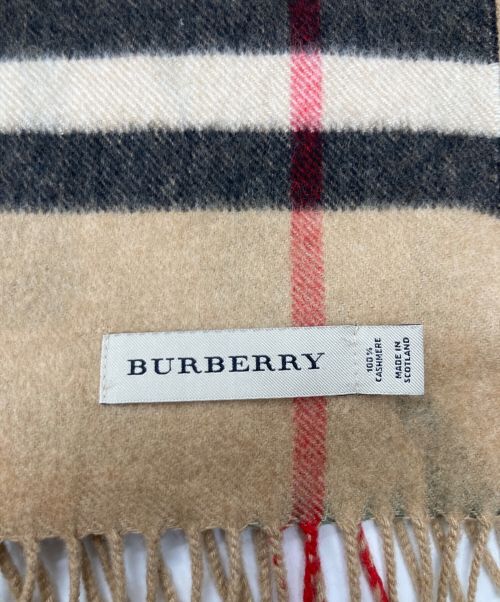 BURBERRY（バーバリー）BURBERRY (バーバリー) カシミヤノバチェックカモ柄ストール グリーン×ベージュの古着・服飾アイテム