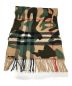 中古・古着 BURBERRY (バーバリー) カシミヤノバチェックカモ柄ストール グリーン×ベージュ：19000円