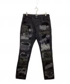 WANNAワナ）の古着「ダメージ加工デニムパンツ」｜ブラック
