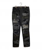 WANNAワナ）の古着「ダメージ加工デニムパンツ」｜ブラック