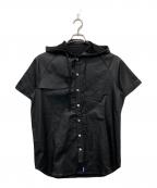 WANNAワナ）の古着「フェイクレザーフーディシャツ」｜ブラック