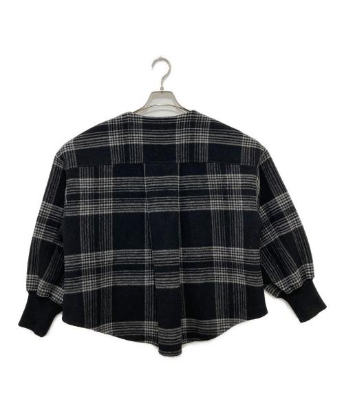 SALT+JAPAN（ソルトプラスジャパン）SALT+JAPAN (ソルトプラスジャパン) ノーカラーチェックジャケット ブラック サイズ:38の古着・服飾アイテム