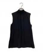 theoryセオリー）の古着「シルクコンボハイネックブラウス」｜ブラック