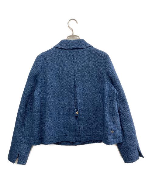 45R（フォーティファイブ・アール）45R (フォーティファイブ・アール) 綿麻ヘリンボンツイードの四角ジャケット ネイビー サイズ:2の古着・服飾アイテム