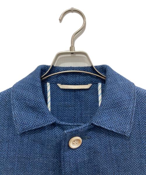 45R（フォーティファイブ・アール）45R (フォーティファイブ・アール) 綿麻ヘリンボンツイードの四角ジャケット ネイビー サイズ:2の古着・服飾アイテム