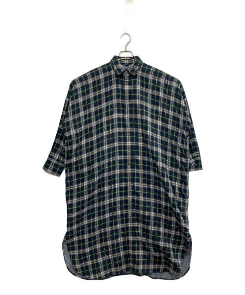 45R（フォーティファイブ・アール）45R (フォーティーファイブアール) 二重織のビッグシャツドレス グリーン サイズ:-の古着・服飾アイテム