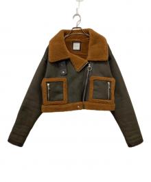juemi（ジュエミ）の古着「Seam Tape Short Mouton Jacket」｜ブラウン×カーキ