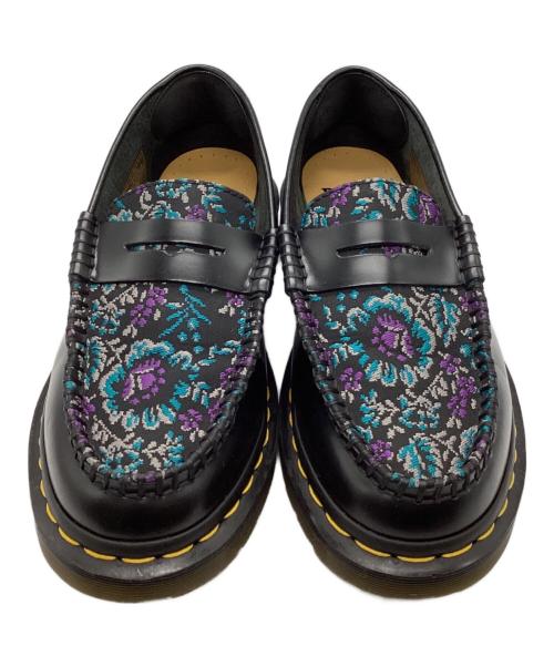 Dr.Martens（ドクターマーチン）Dr.Martens (ドクターマーチン) PENTON FLORAL JACQUARD LOAFERS ブラック サイズ:UK4の古着・服飾アイテム