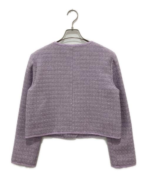 JILL BY JILLSTUART（ジル バイ ジルスチュアート）JILL BY JILLSTUART (ジル バイ ジルスチュアート) モールツイードブローチ付きジャケット パープル サイズ:Mの古着・服飾アイテム