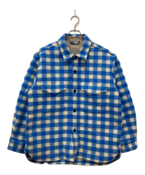 BEAUTY&YOUTH（ビューティーアンドユース）BEAUTY&YOUTH (ビューティーアンドユース) フリース メルトン チェック CPOシャツ ジャケット ブルー×ホワイト サイズ:Lの古着・服飾アイテム