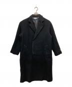 MAISON SPECIALメゾンスペシャル）の古着「SUPER140Sウールプライムオーバーカットオフステッチセミダブルチェスターコート」｜ブラック