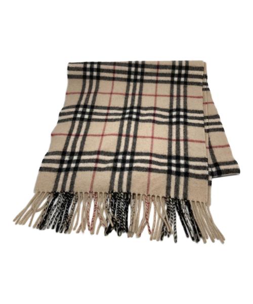 BURBERRY LONDON（バーバリーロンドン）BURBERRY LONDON (バーバリーロンドン) カシミヤノバチェックマフラー ベージュの古着・服飾アイテム