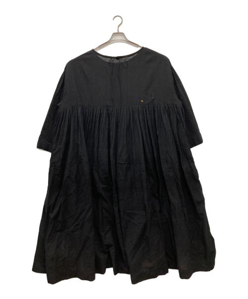 45R（フォーティファイブ・アール）45R (フォーティファイブ・アール) インドカディのプリーツドレス ブラック サイズ:　の古着・服飾アイテム