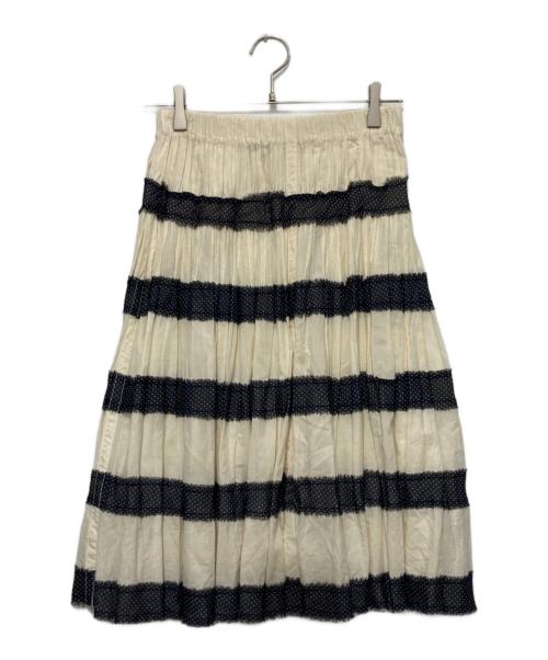 COMME des GARCONS tricot（コムデギャルソントリコ）COMME des GARCONS tricot (コムデギャルソントリコ) ドットボーダースカート ベージュ×ブラック サイズ:下記参照の古着・服飾アイテム