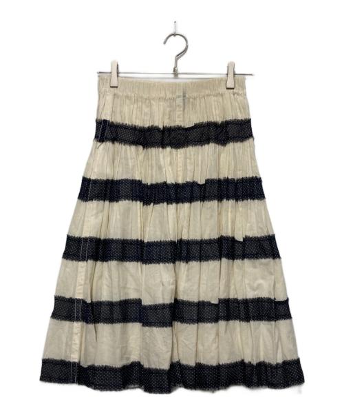 COMME des GARCONS tricot（コムデギャルソントリコ）COMME des GARCONS tricot (コムデギャルソントリコ) ドットボーダースカート ベージュ×ブラック サイズ:下記参照の古着・服飾アイテム