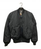 ALPHAアルファ）の古着「プリントライニングMA-1ジャケット」｜ブラック