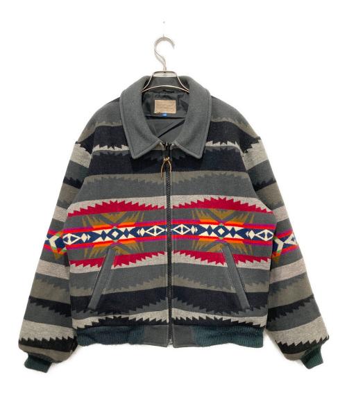 PENDLETON（ペンドルトン）PENDLETON (ペンドルトン) native pattern wool jacket グレー×レッド サイズ:Lの古着・服飾アイテム